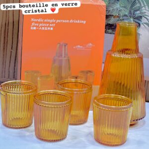4 VERRES + BOUTEILLE EN CRISTAL